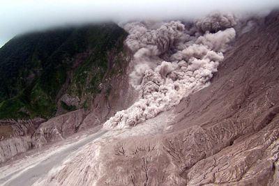 Pyroclastic flow coming down the mountain - Montserrat
