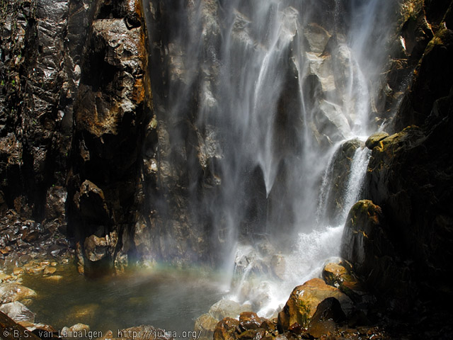 Hidden pool at the base of the Bridalveil Falls