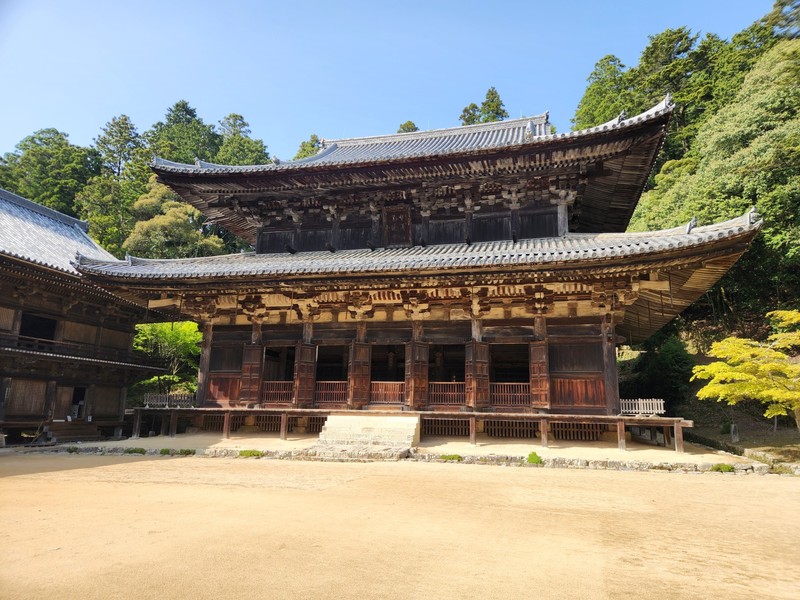 One of the Buddhist temples at Mt Shosha. They were all beautifully constructed out of wood