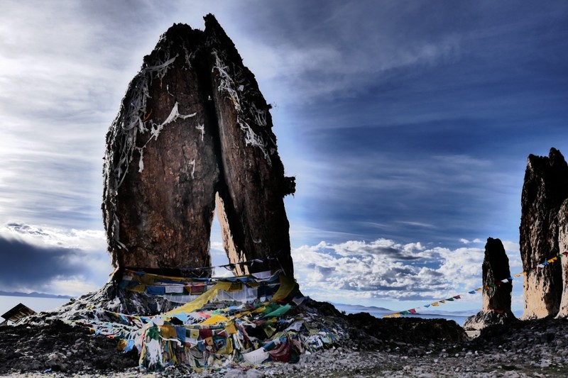 Big, weird, rock formation with religious
