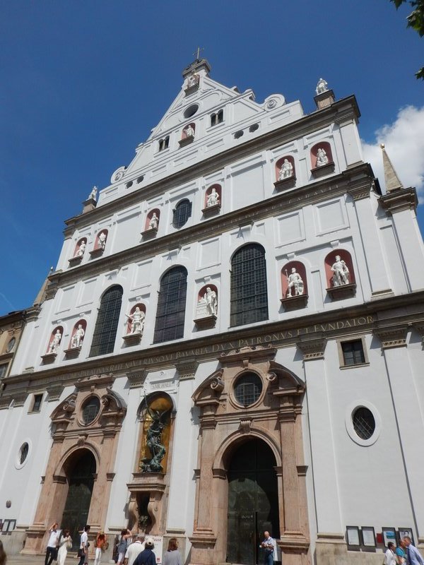 The 16th century St. Michael's Church has a facade featuring a statue of Michael fighting a Protestant demon; the Jesuits saw themselves as the intellectual defenders of Catholicism