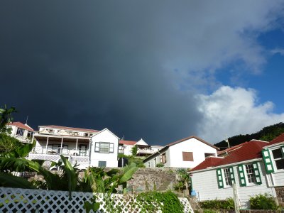 Dark clouds gather over Windwardside, Saba