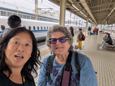 me getting startled by the passing bullet train