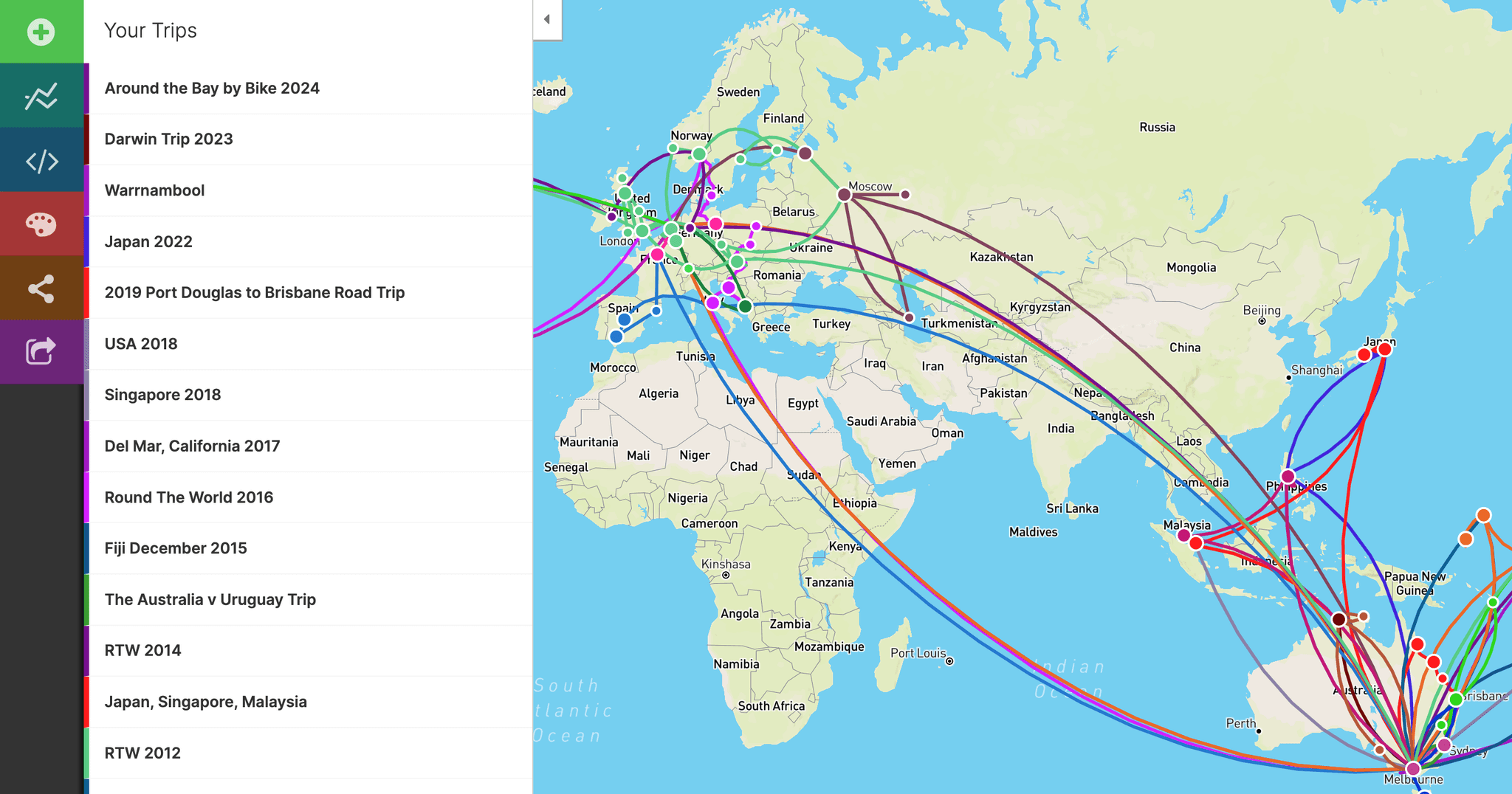 Travel map screenshot
